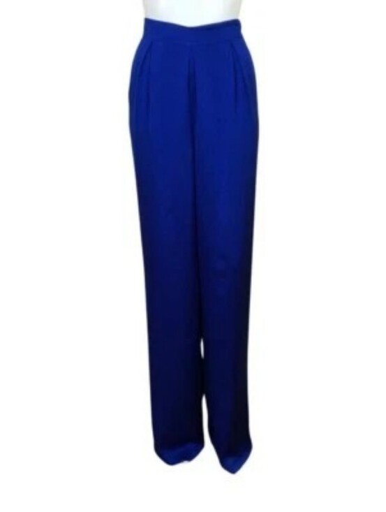 Ramy Brook Pants - Ramy Brook Satin Iris Pant Blue Strop.  Size 6.  NWT!  Pleated With Side Zipper.